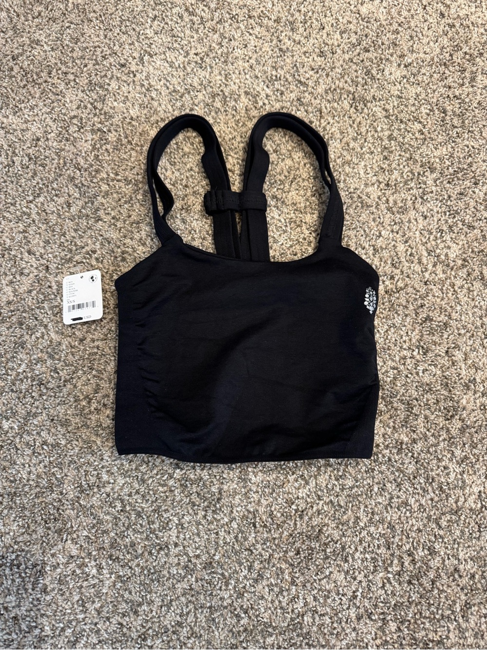 FP Movement by Free People Black On The Radar Longline Sports Bra-XS/S